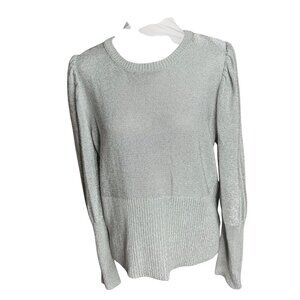 Primark silver metallic puff sleeve Large sweater